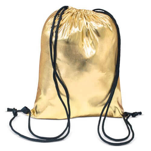 gold color polyester drawstring bag