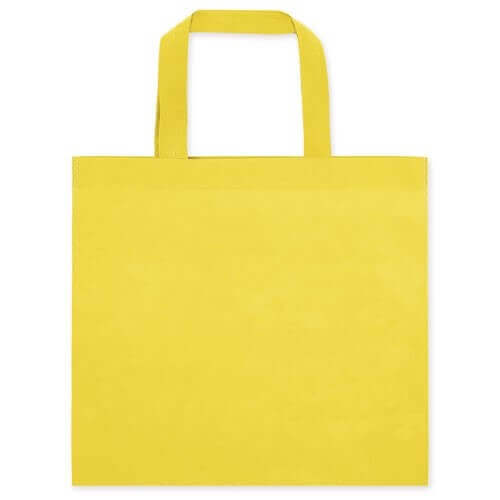 yellow color non woven bag with short handles