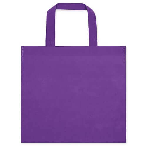 lila color non woven bag with short handles