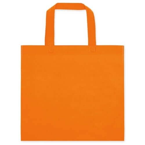 orange color non woven bag with short handles