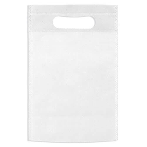 white color non woven bag with d cut handles