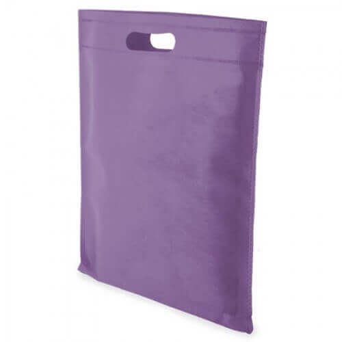 lila color non woven bag with d cut handles