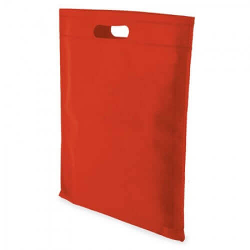red color non woven bag with d cut handles