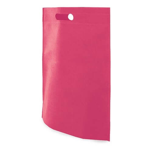 fuchsia color non woven bag with d cut handles