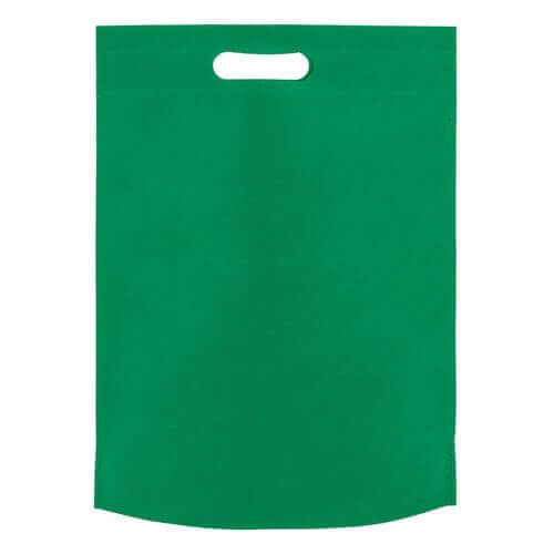 green color non woven bag with d cut handles