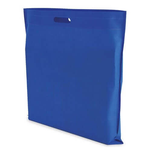 blue color non woven bag with d cut handles