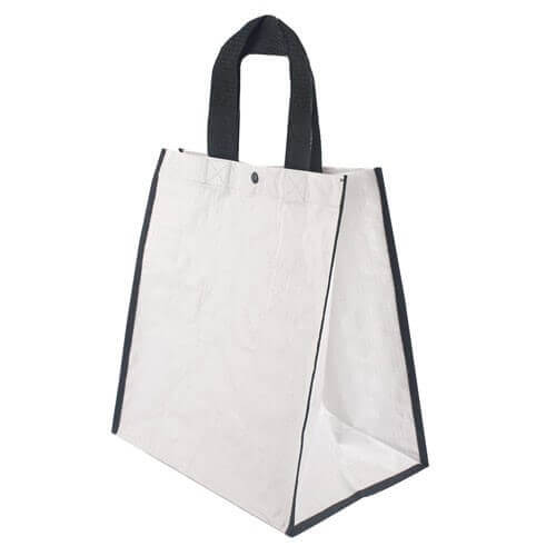 white color pp woven bag with short handles