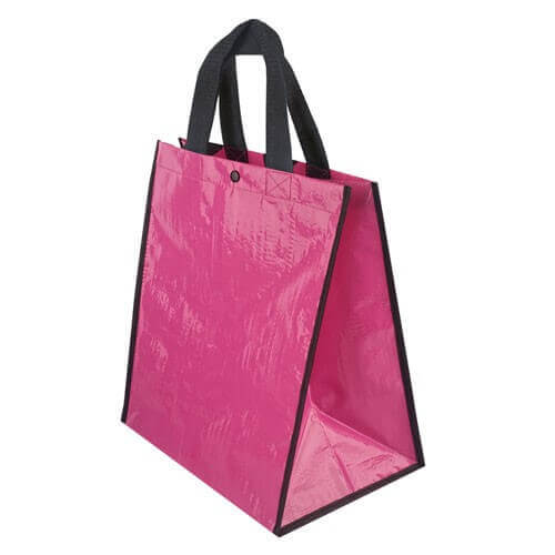 fuchsia color pp woven bag with short handles